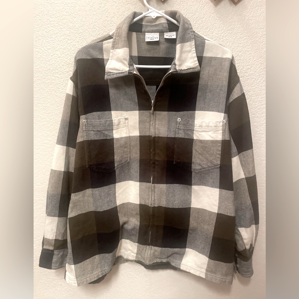 Carolina Colours Plus Size Women’s Checkered/plaid Zip Up Shacket